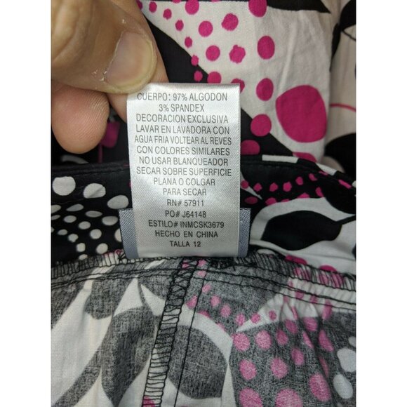 2 Hip by Wrapper Junior Size 12 Skirt Black PInk White Floral - Picture 5 of 5